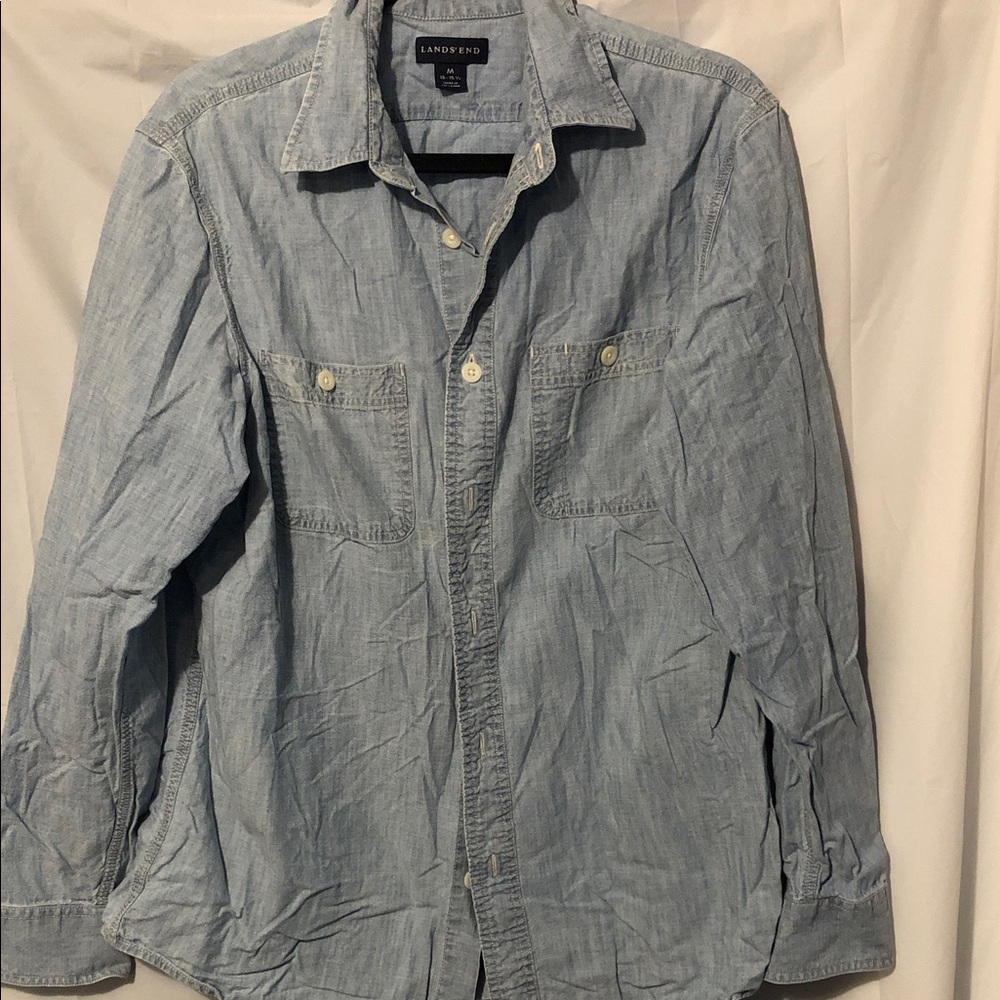 Lands' End Men's Light Blue Shirt Jacket
